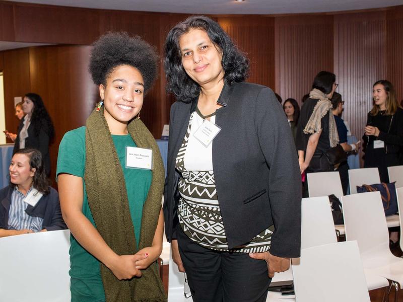 Barnard student and her alumna mentor, both women of color