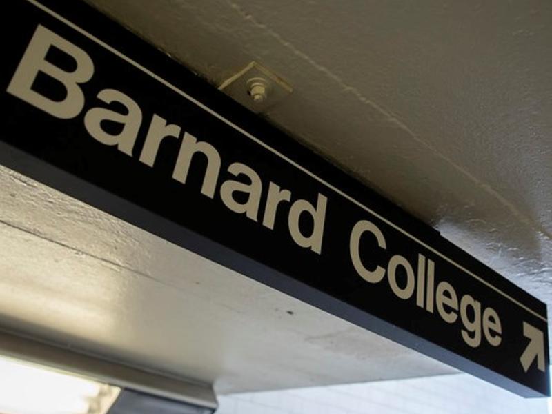 Subway sign points to Barnard College