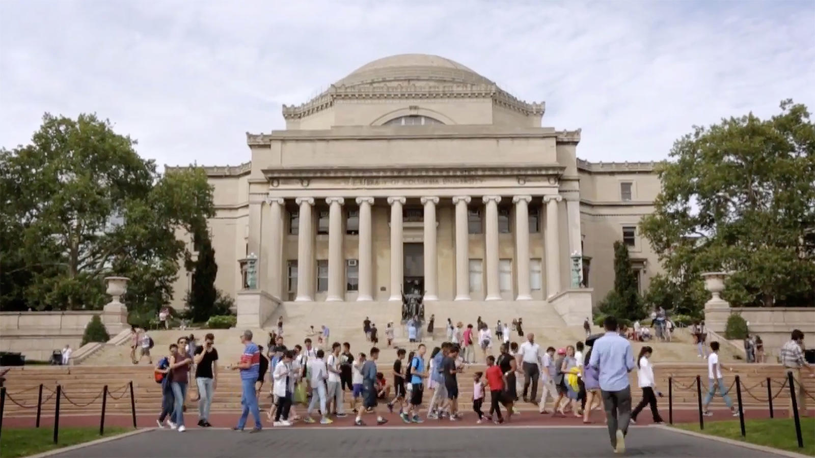 students outside on Columbia University's campus