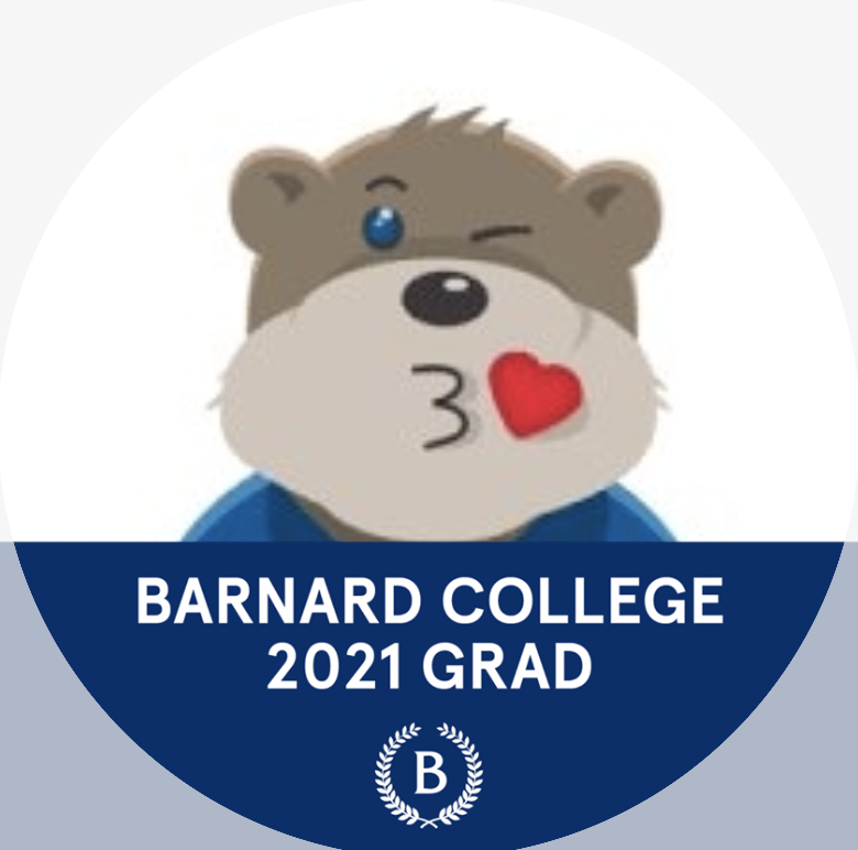 Millie the Bear with text reading "Barnard College 2021 Grade"