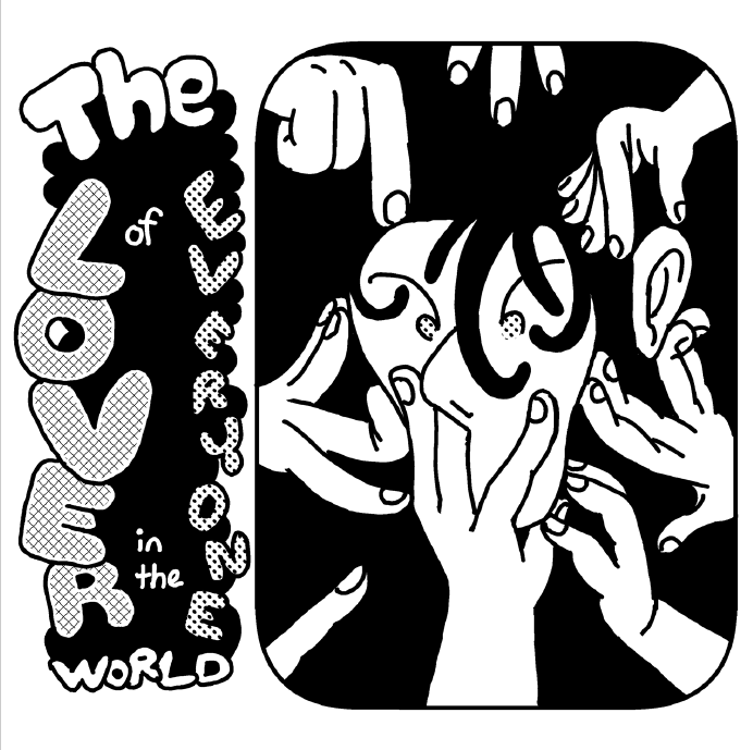 zine cover: black and white comic of hands and fingers on a face