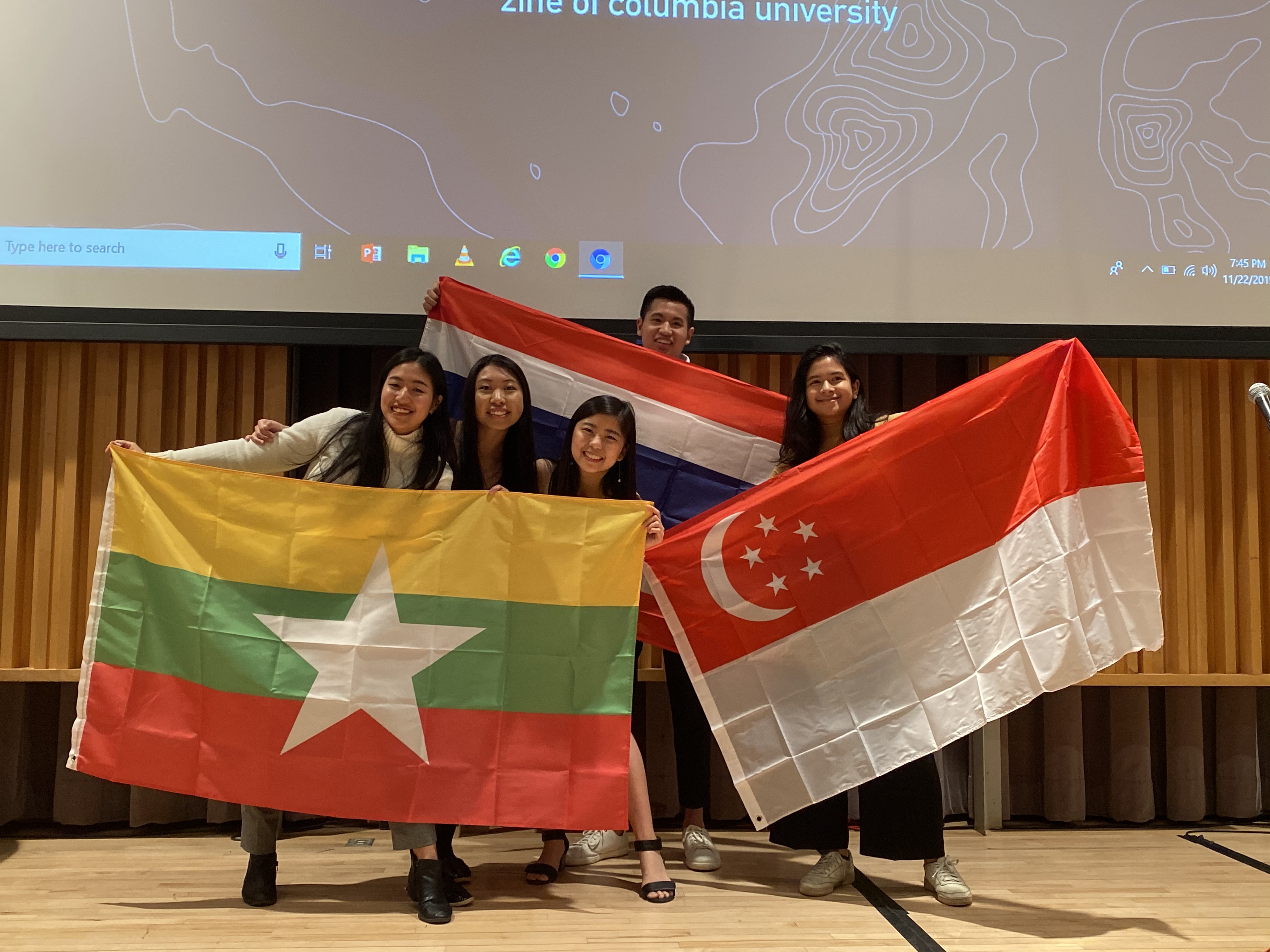 Maw with student members of the Myanmar Association at Columbia