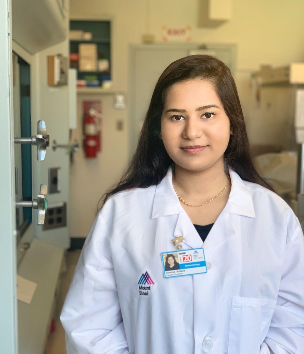 Tamima Sultana in the lab at mount sinai