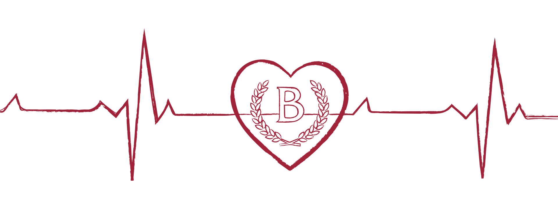 ekg line with heart and B logo
