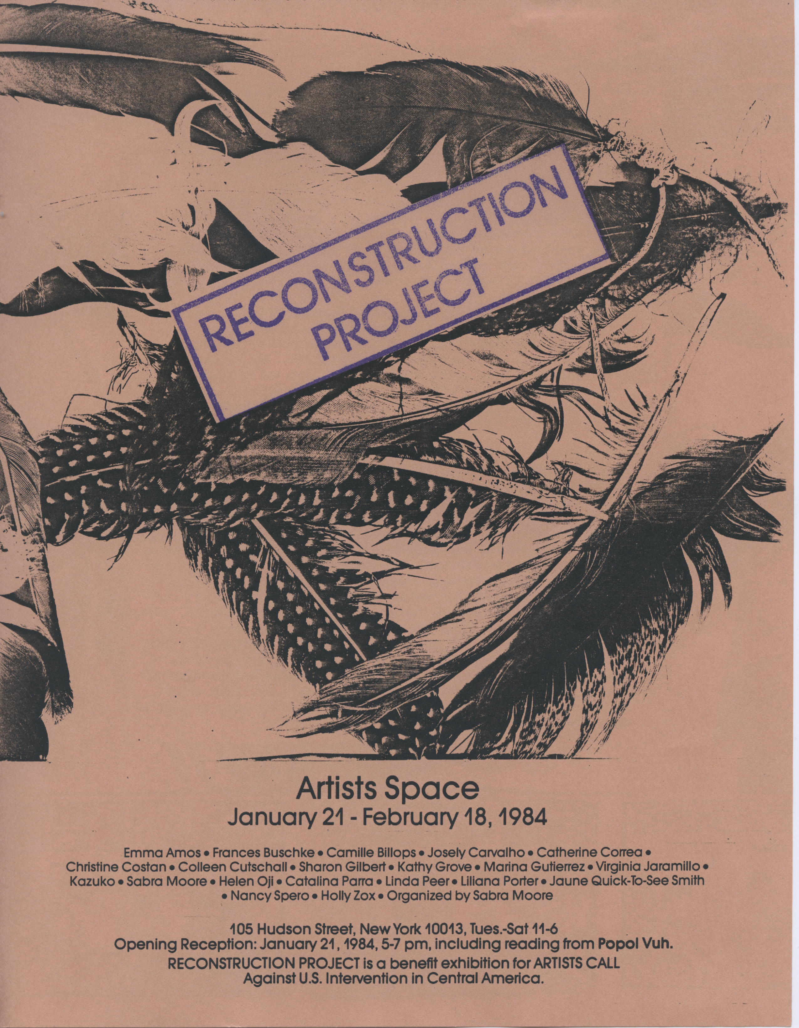 Flier on brown paper for Reconstruction Project show