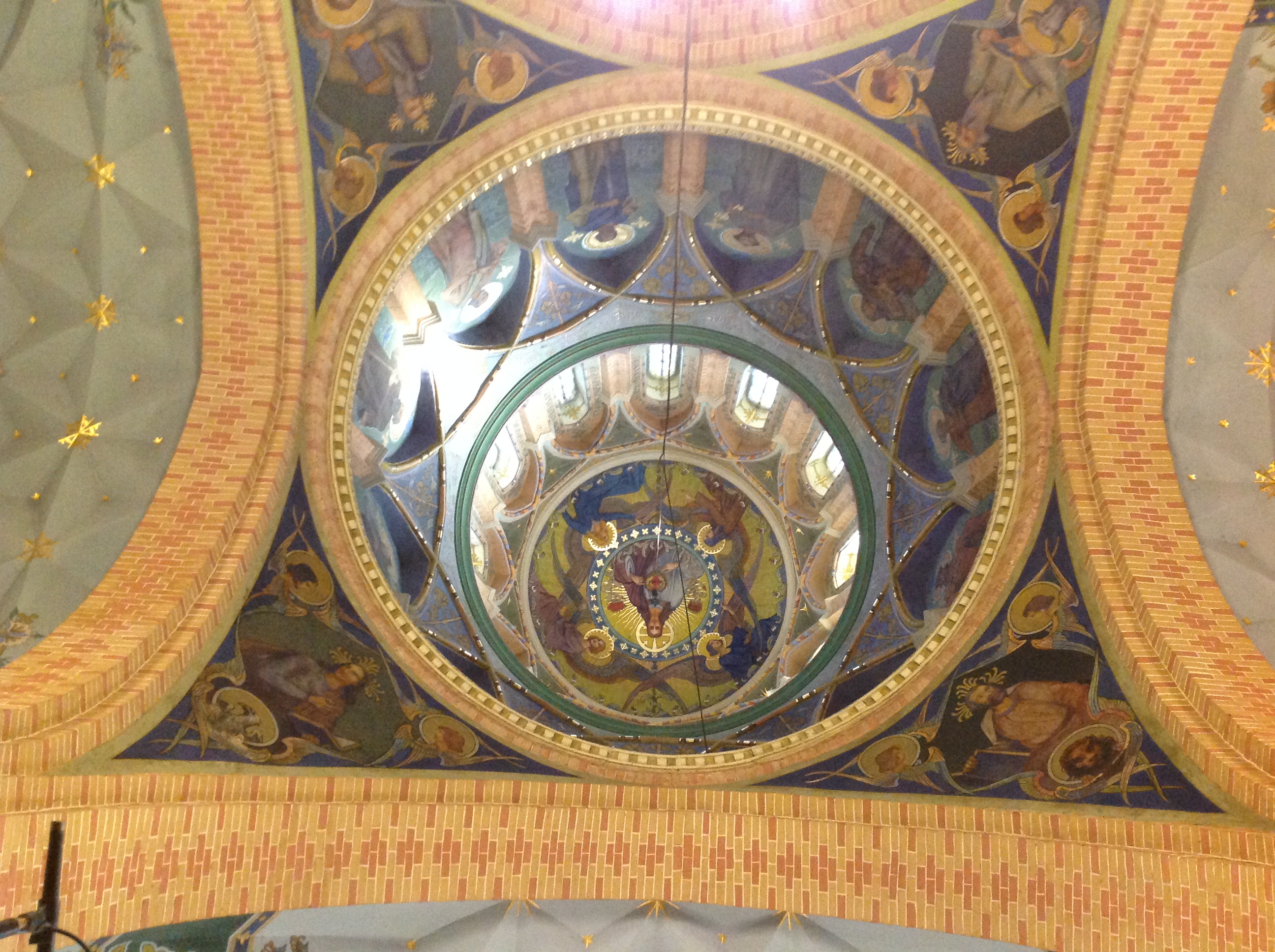 The inside of a dome of a Ukrainian building
