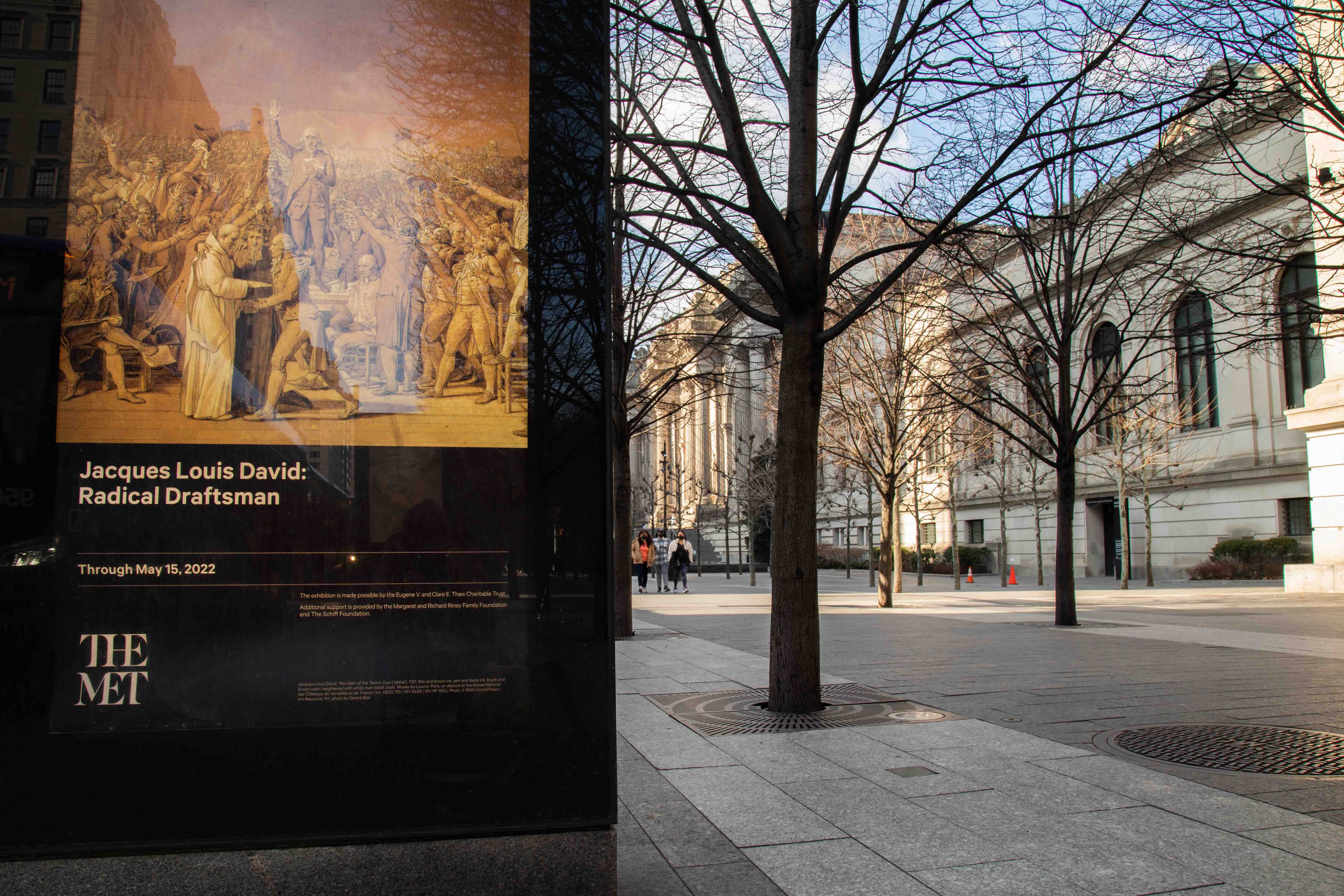 A sign outside the Met promoting the Jacques Louis David exhibition.