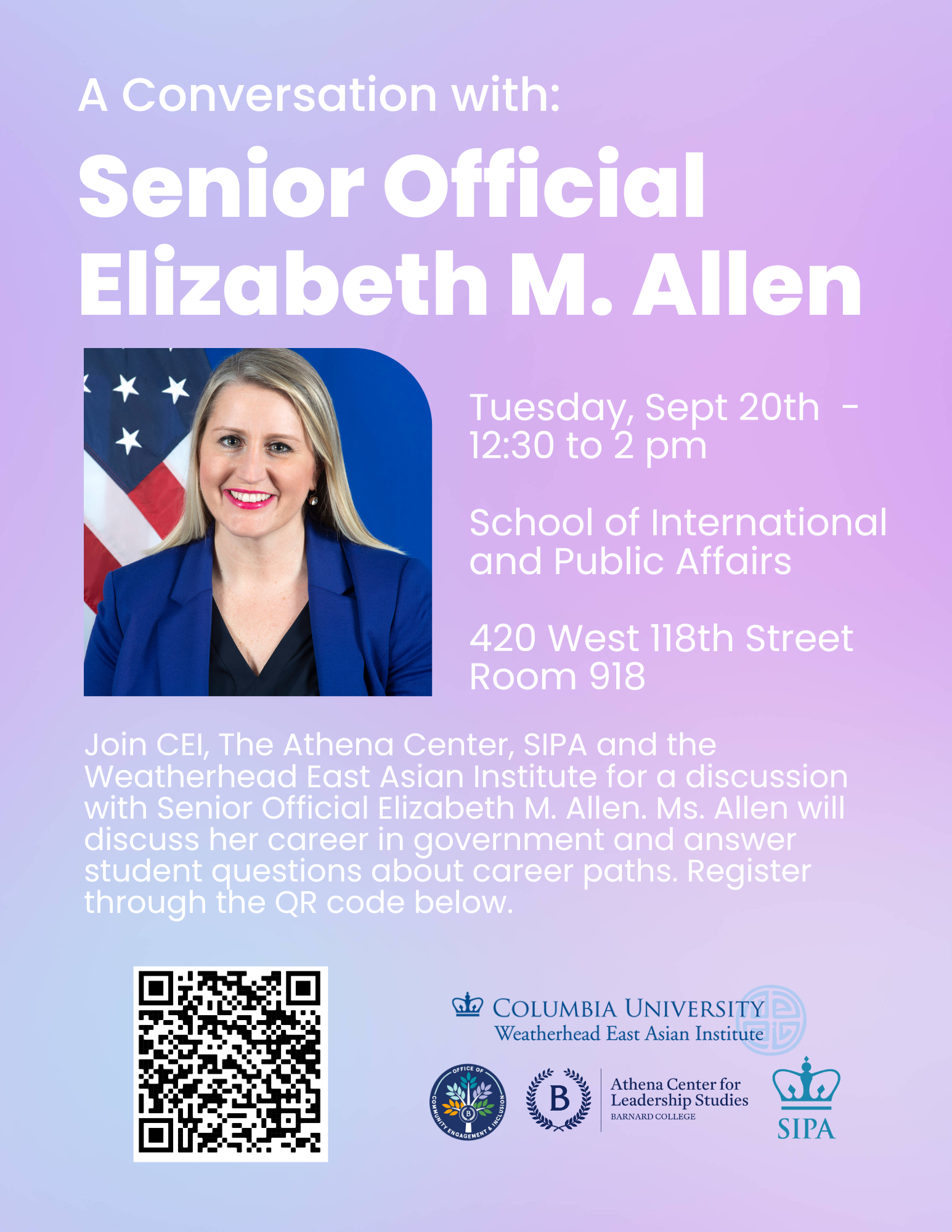 Flyer with details of visit of Elizabeth M Allen 