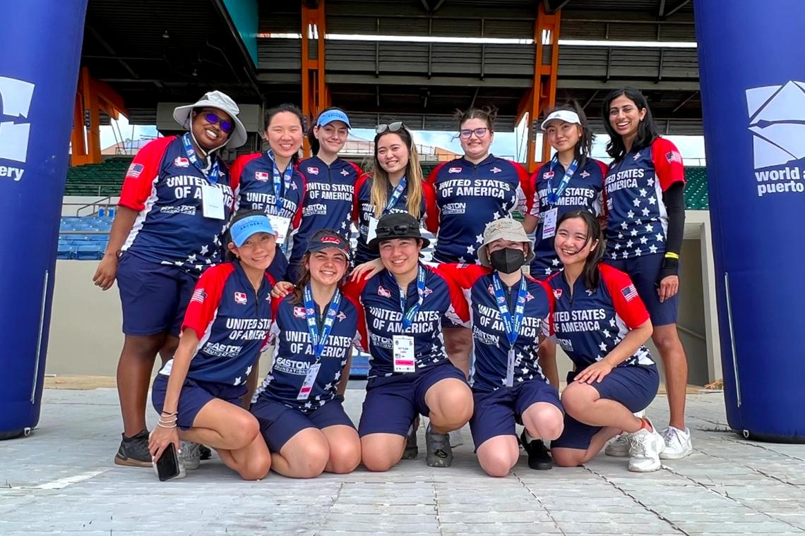 Duke and her teammates representing Team USA at the 2022 Puerto Rico Archery Cup.
