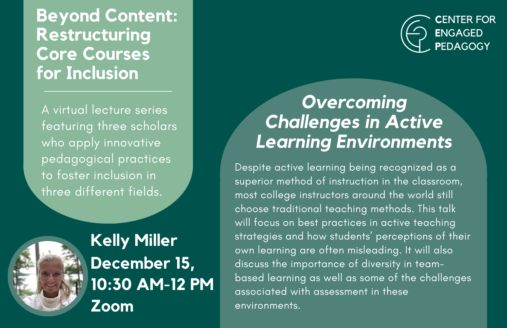 promotional material for kelly miller's beyond content lecture, 2022
