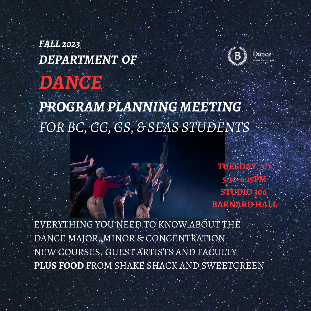 Fall 2023 Department of Dance Program Planning Meeting | Barnard College