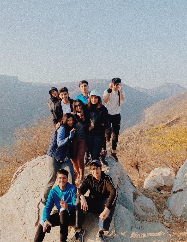 Uditi Mishra hiking with her friends