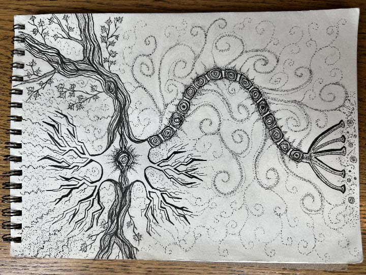 whimsical drawing of neuron