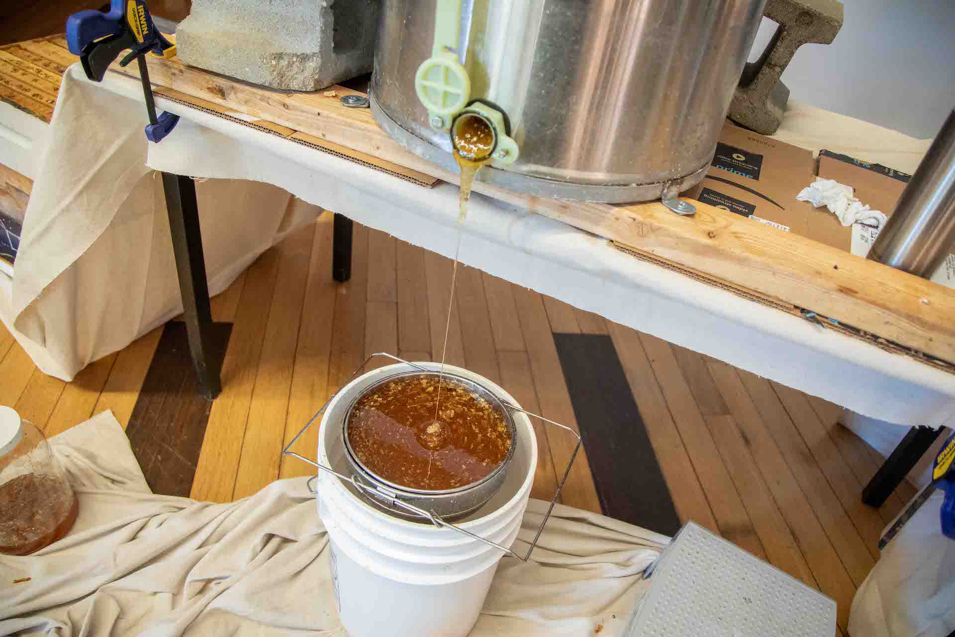 honey extraction day honey bucket