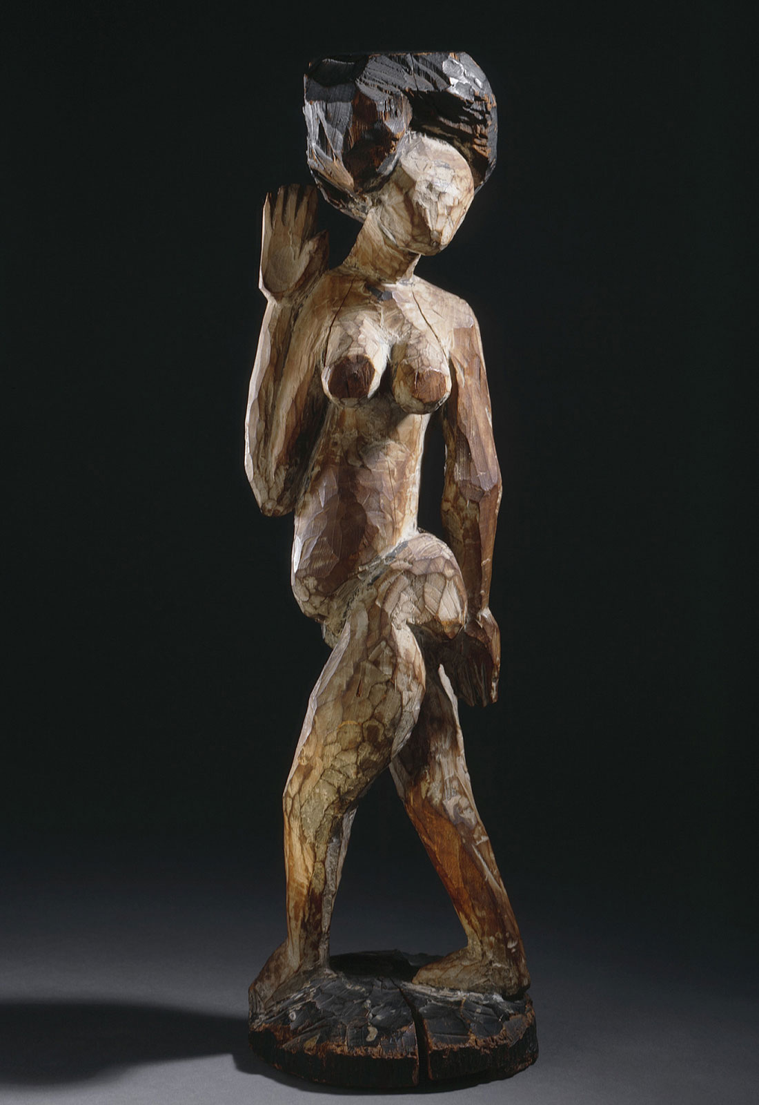 Dancer With Necklace, German Expressionist sculpture of a female that's abstracted in a cubist fashion