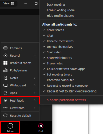 security settings in Zoom