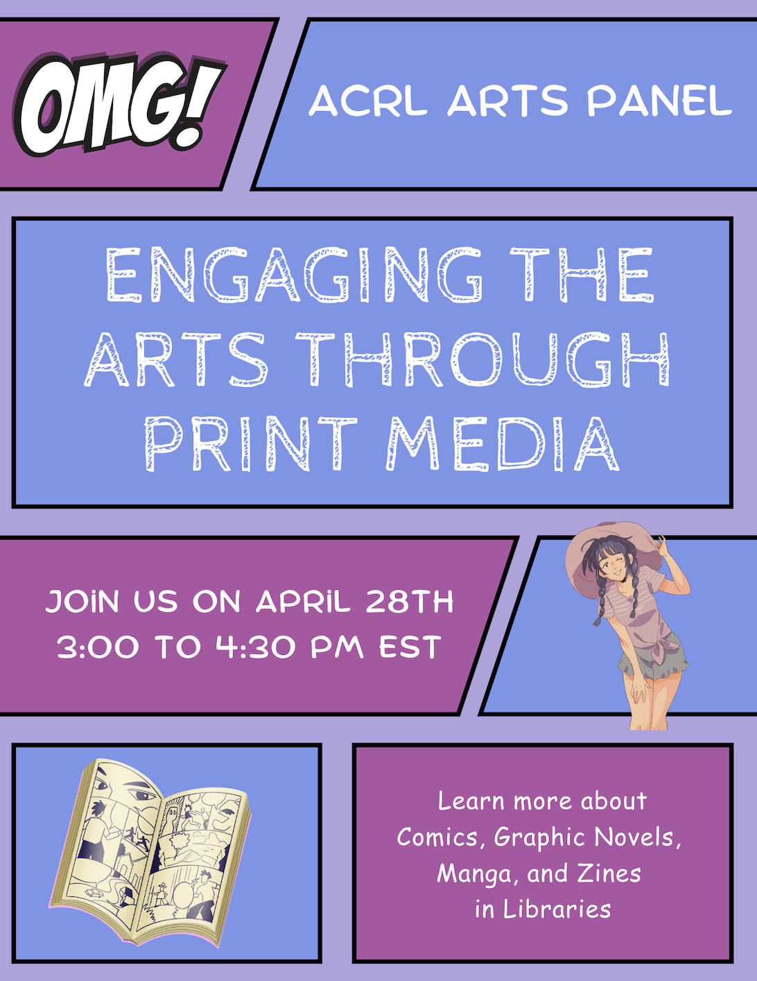 event flyer, same text as in the post on a lilac background