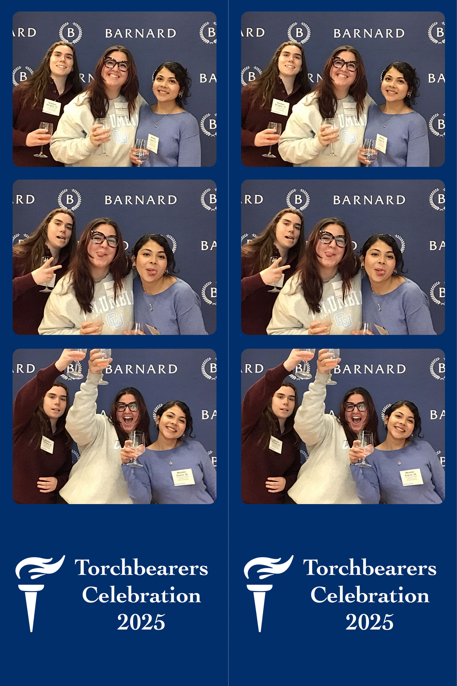 Photo strip of three young women