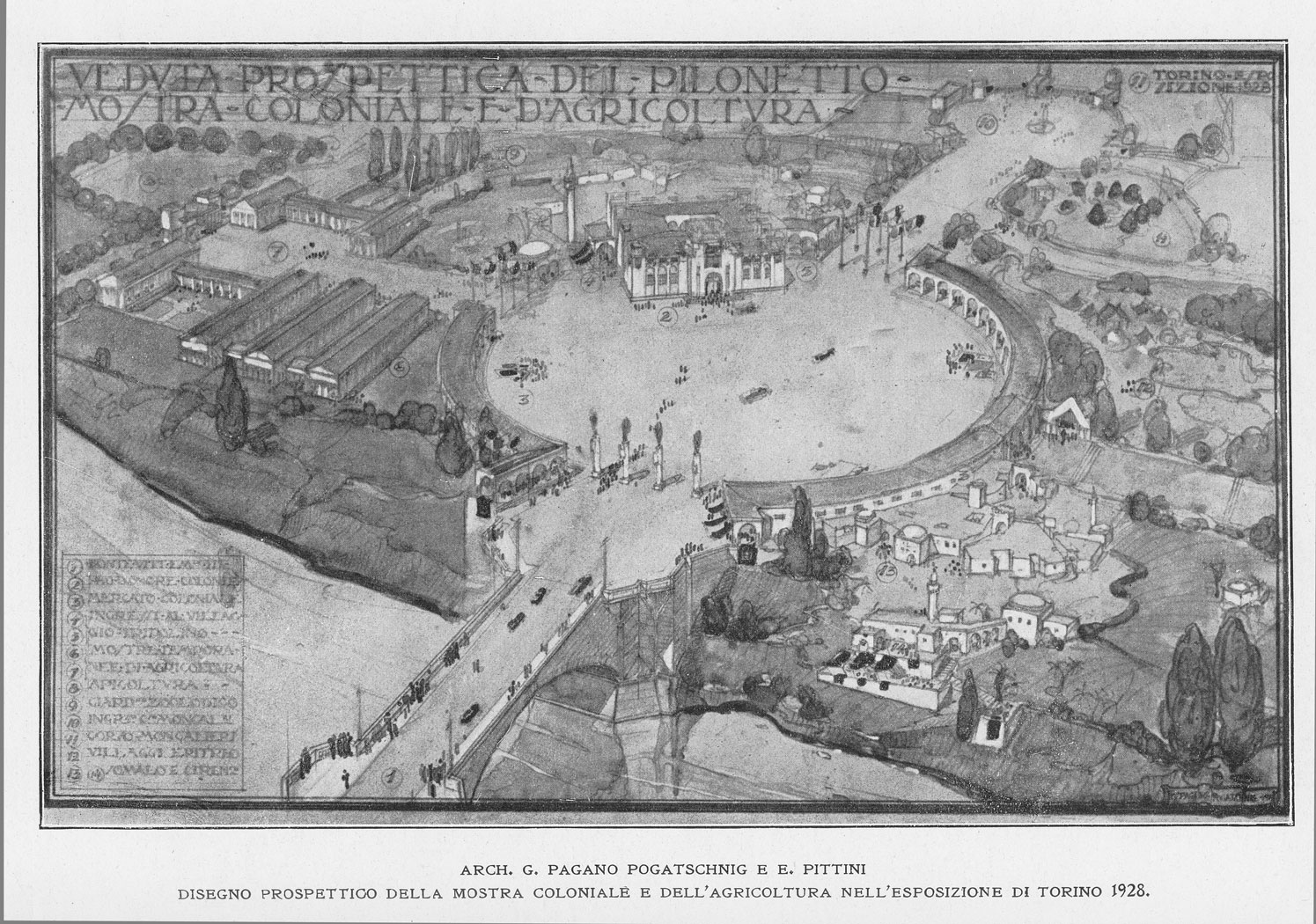 Black and white illustration of street and roundabout