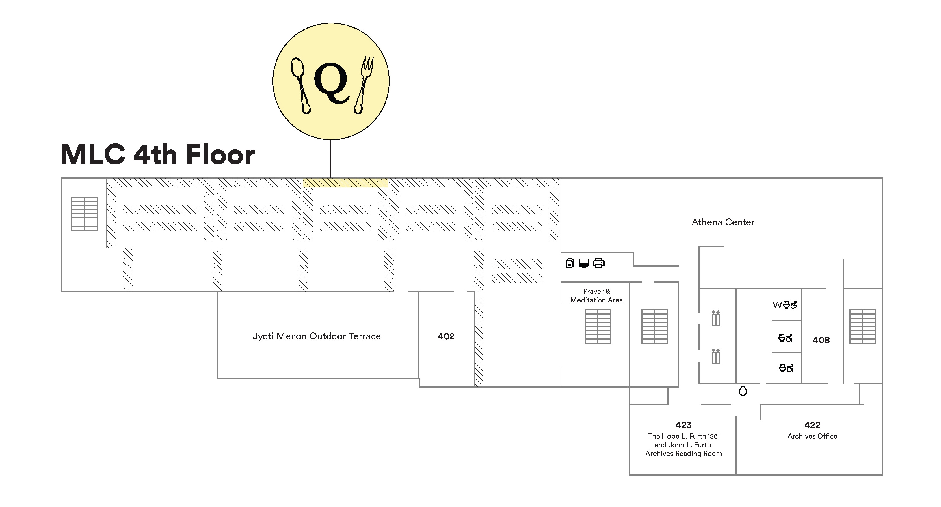 Location of Quandra Prettyman Cookbook Collection location books on 4th Floor of Milstein Center