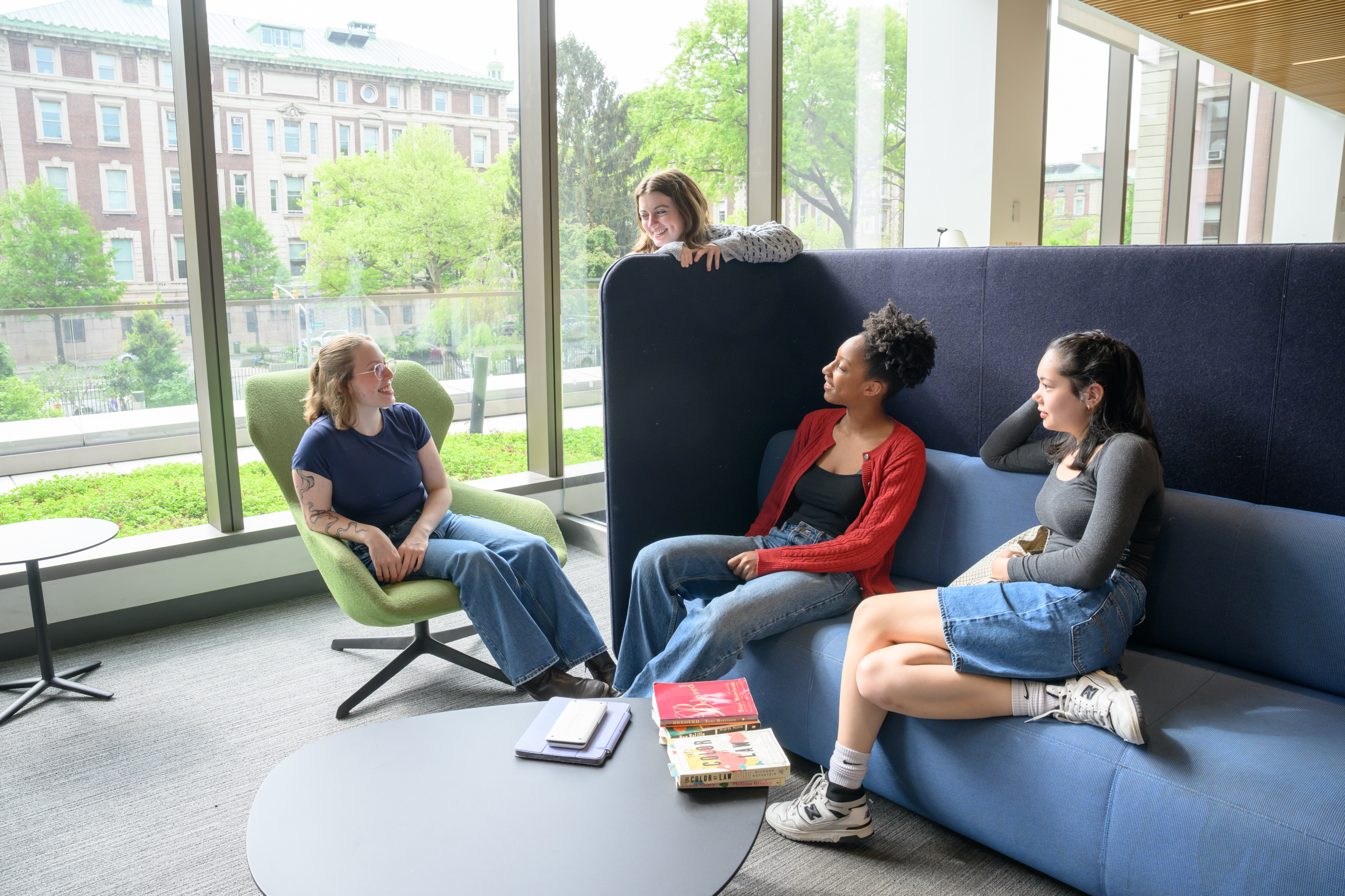students in the library