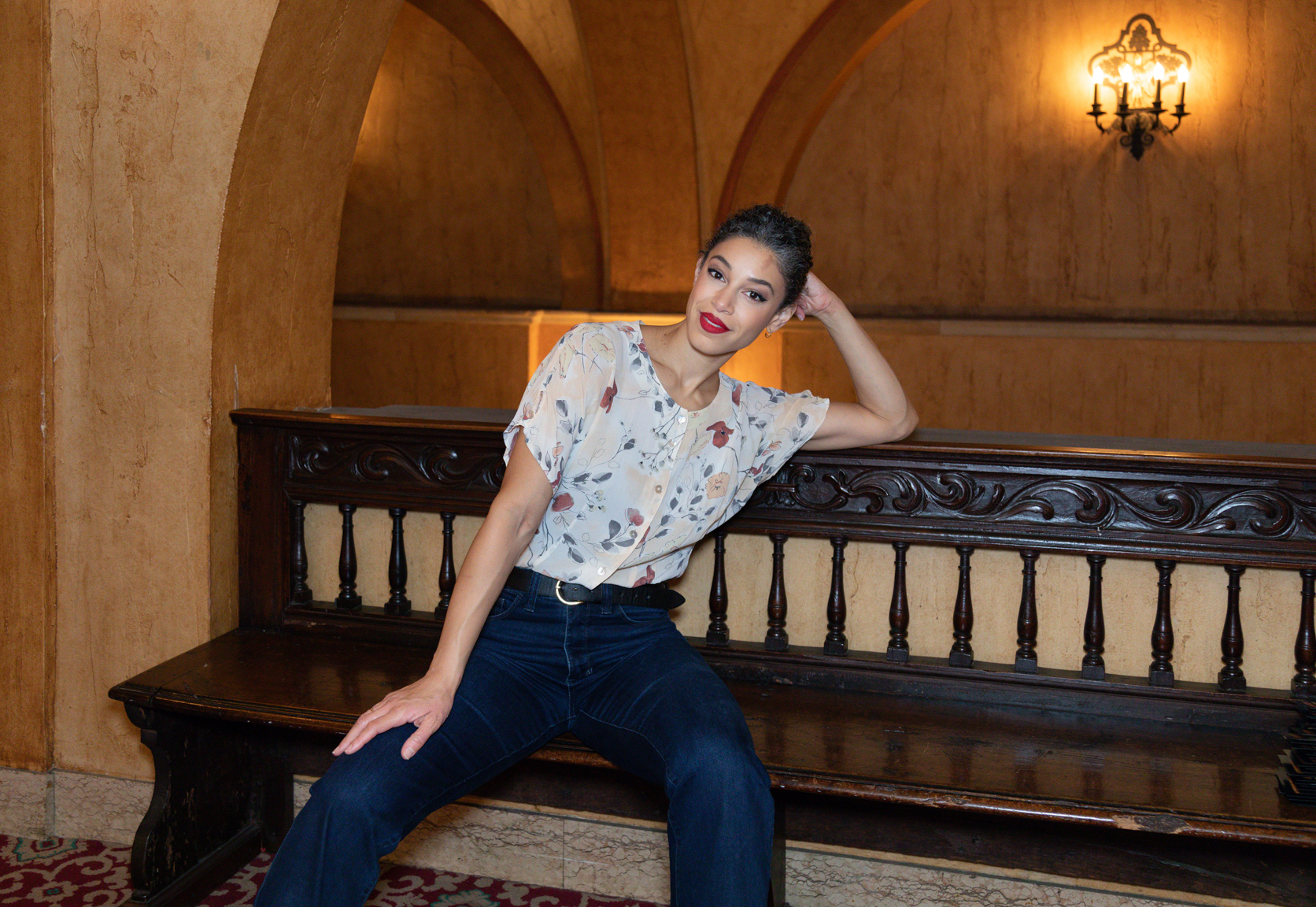 Tamrin Goldberg posing in the theater.