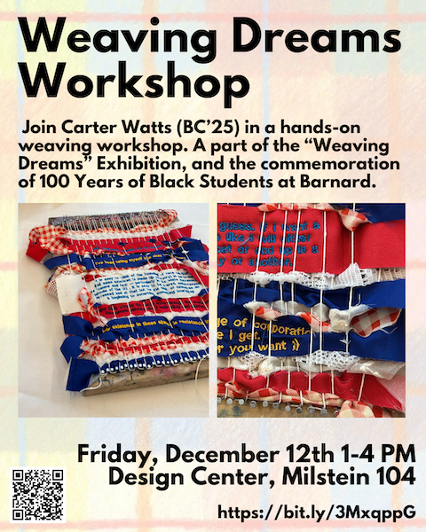 Weaving Dreams Workshop with Carter Watts December 12 1pm to 4pm
