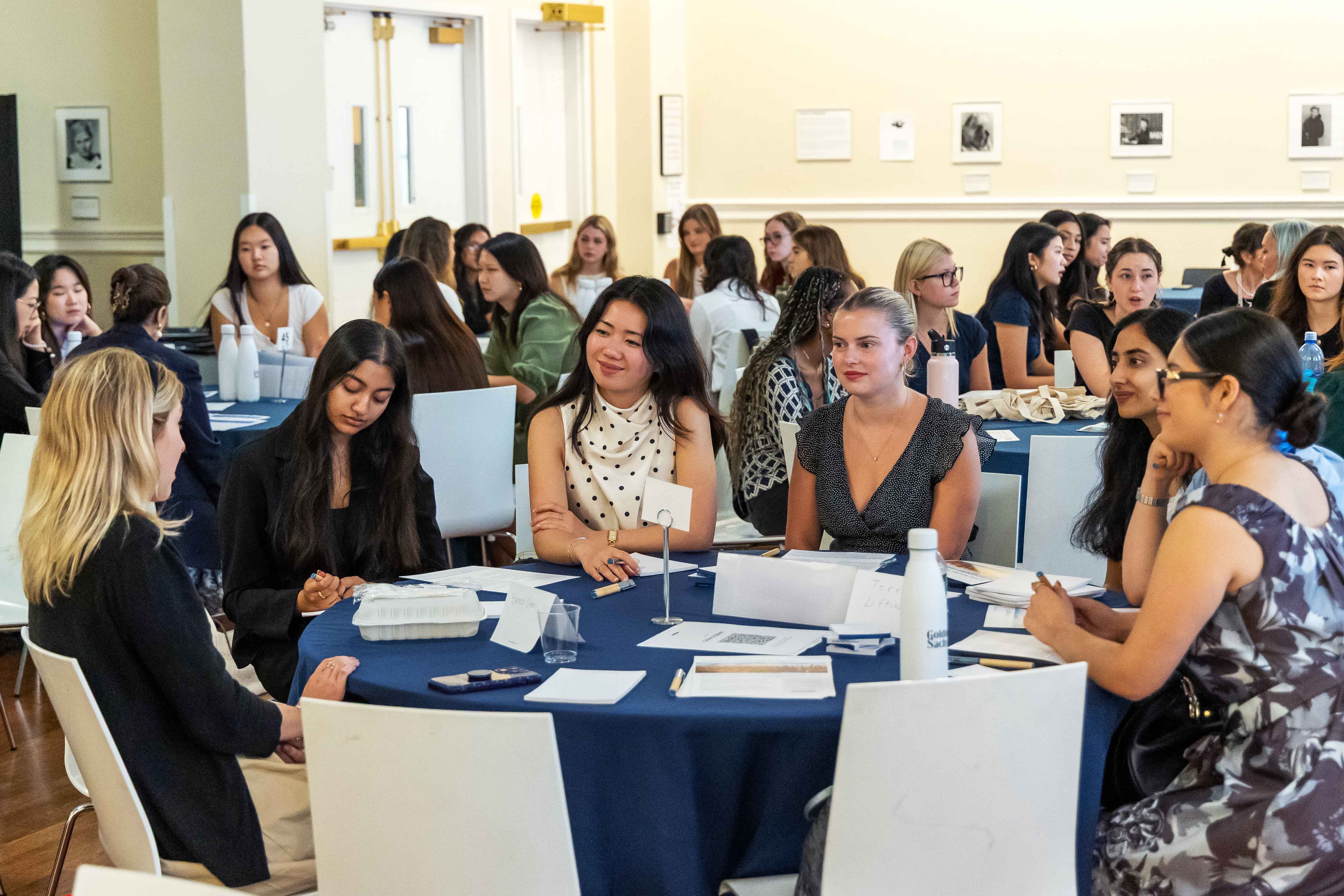 Barnard students speak with alumnae and recruiters at Opportunities Conference.