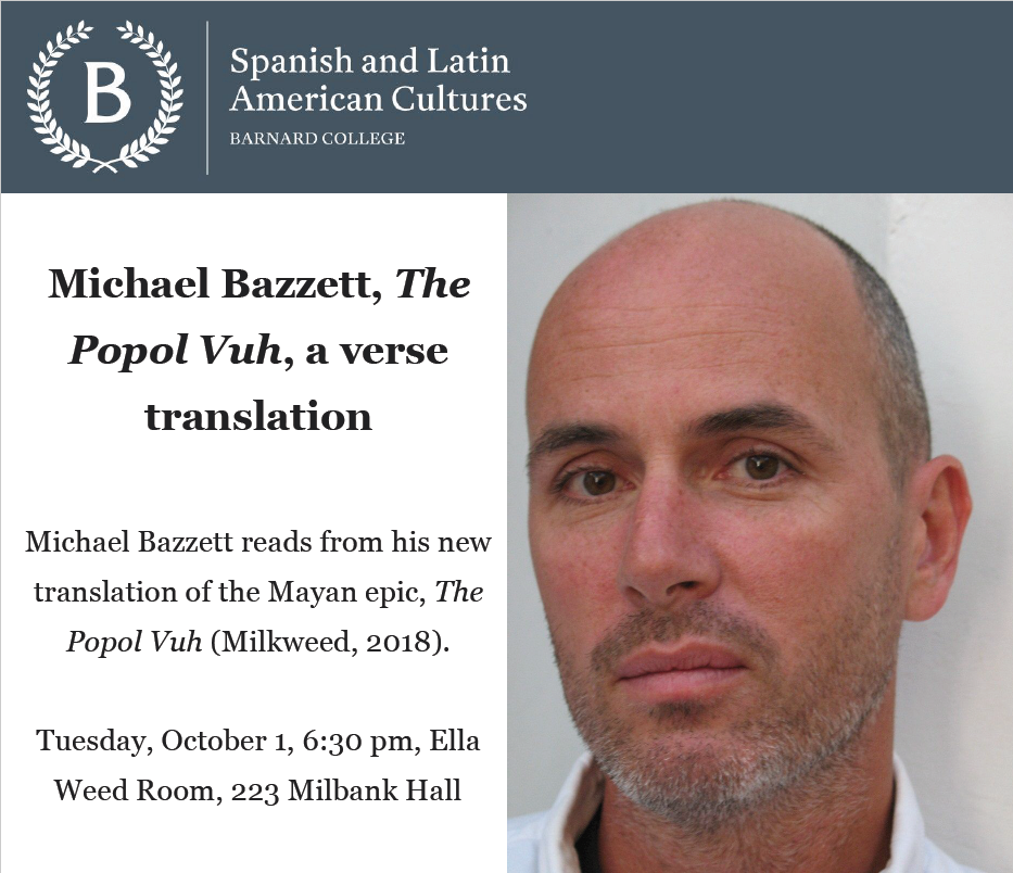 Michael Bazzett, The Popol Vuh, a verse translation