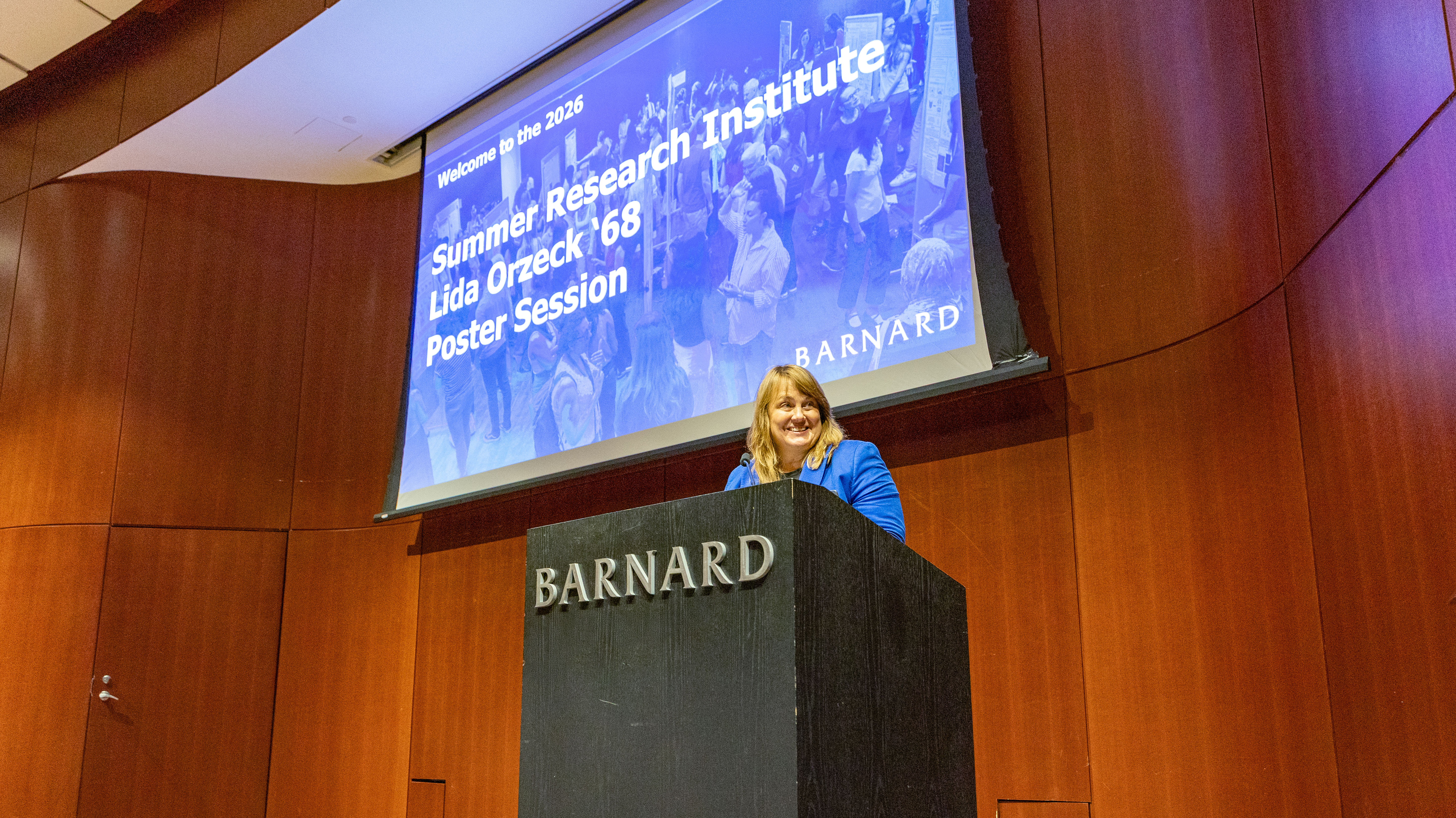 President Rosenbury speaks at SRI poster session