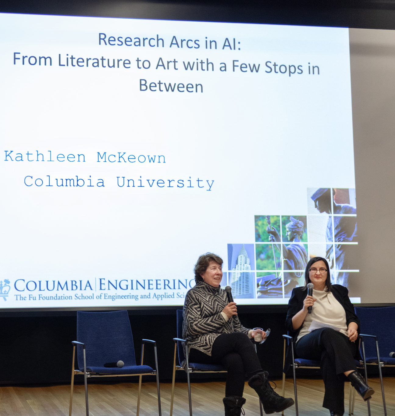 Kathleen McKeown speaking at AI symposium