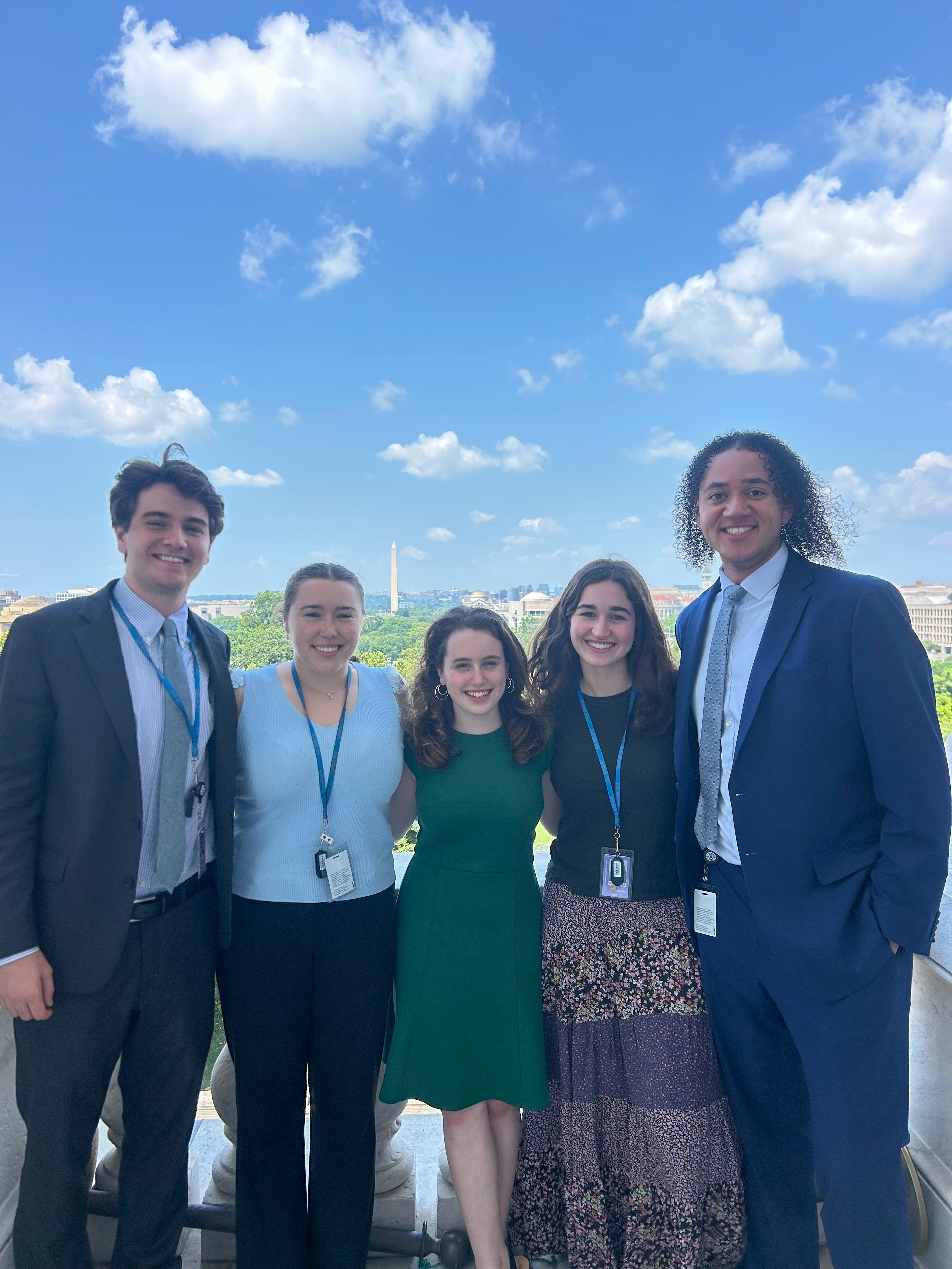 Maeve Sanford-Kelly in front of the Washington Monument. 