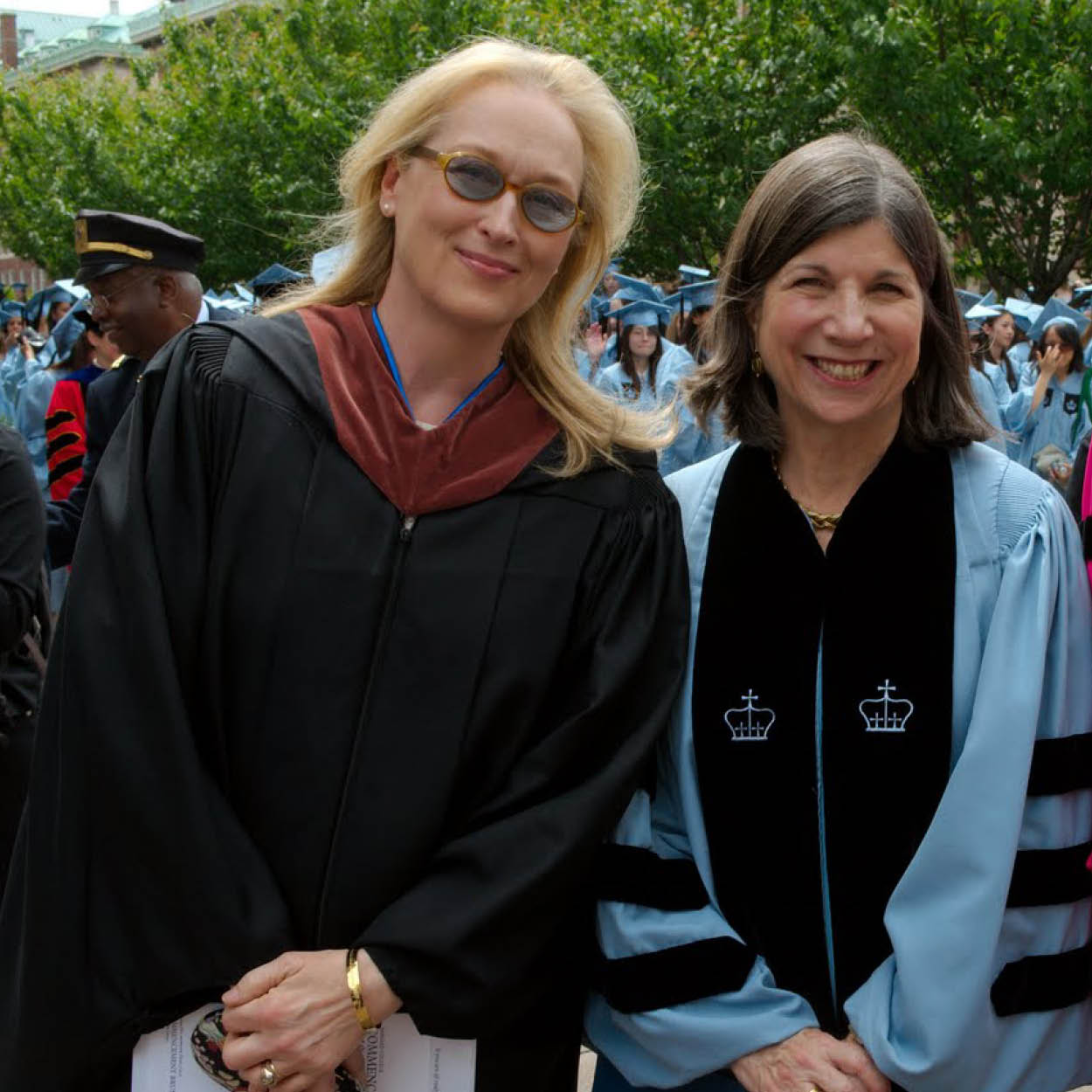 Meryl Streep with Anna Quindlen at Barnard Commencement.