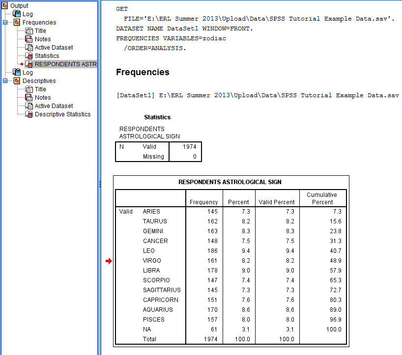 SPSS screenshot