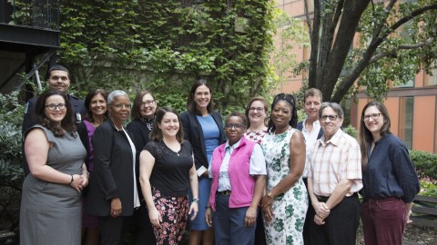 President Beilock and staff members standing together in a group