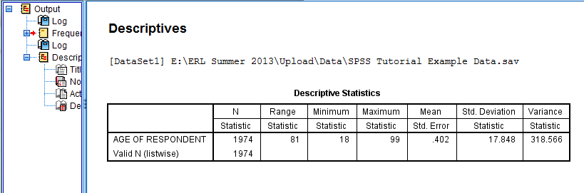 SPSS Screenshot