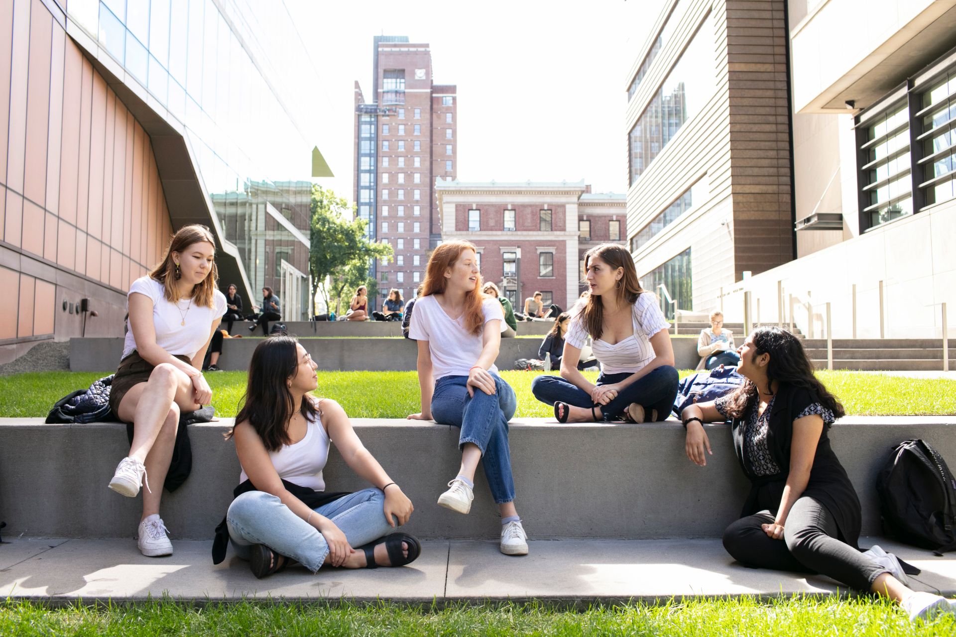 Students sitting on the Diana Steps 