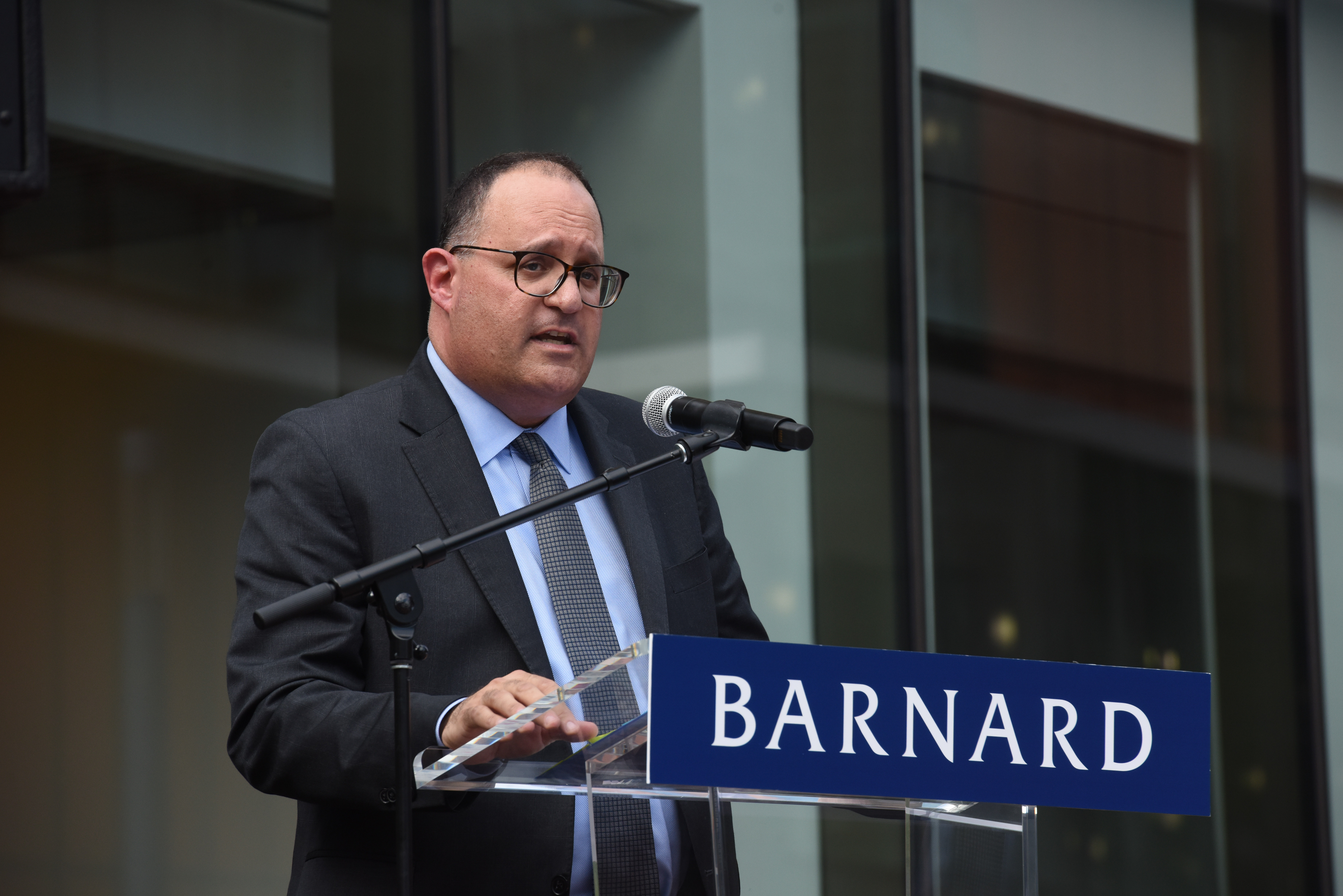 COO Rob Goldberg addresses the community at the grand opening of the Milstein center