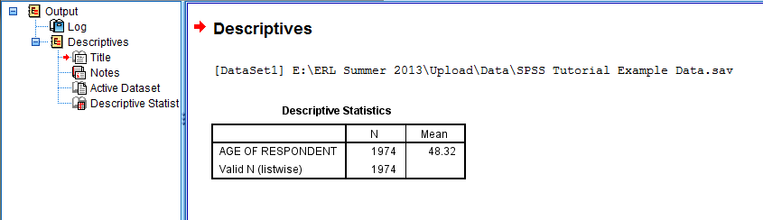 SPSS Screenshot