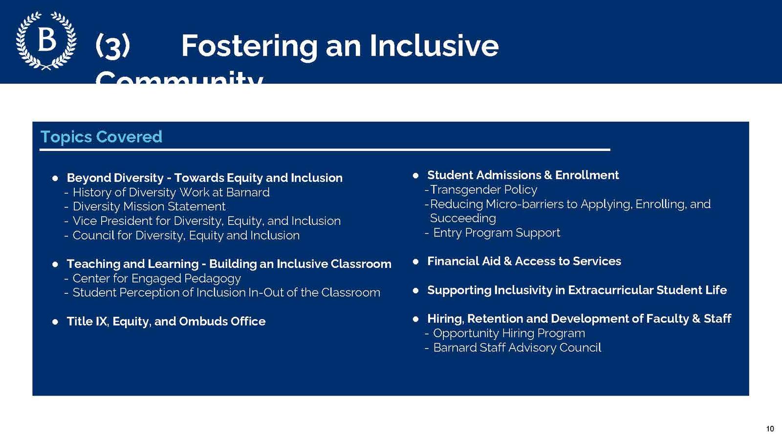 WG 3 Fostering an Inclusive Community