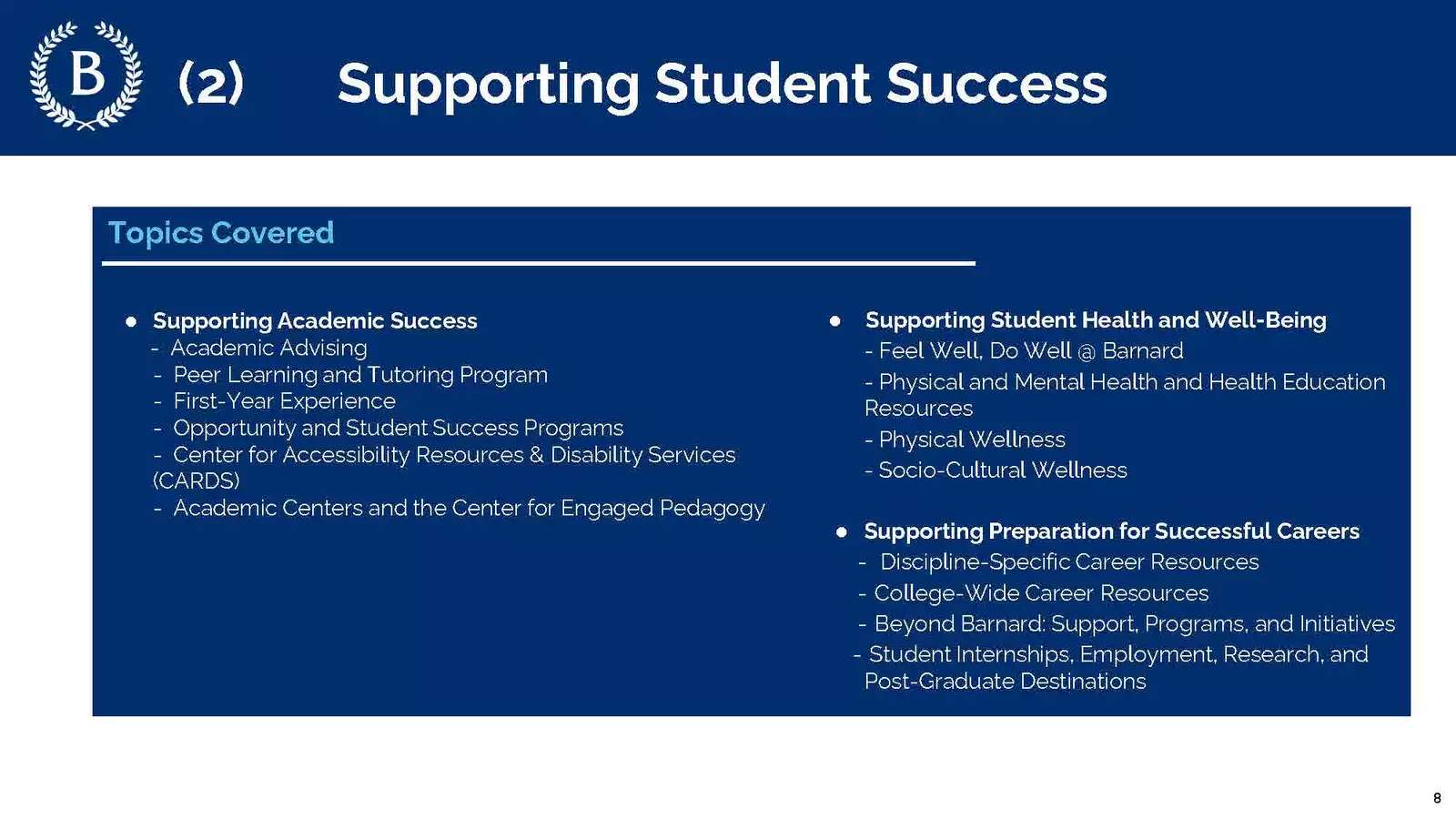 WG 2 Supporting Student Success