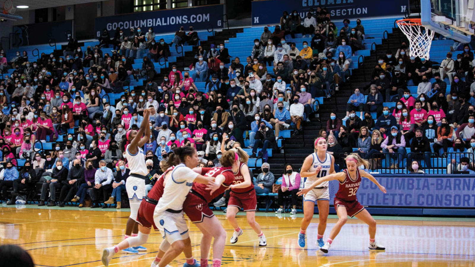 Columbia Women's basketball in the middle of a game