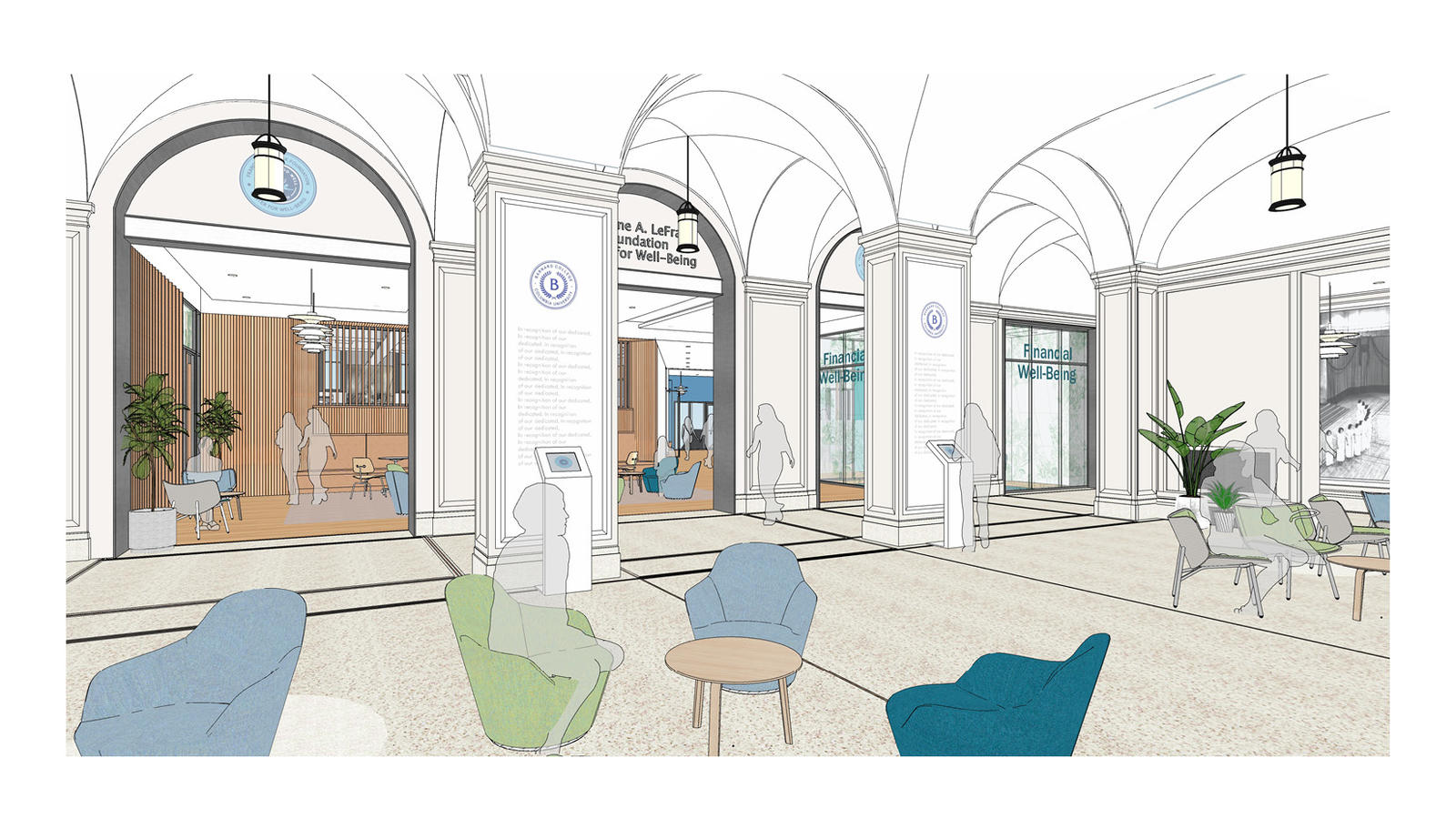rendering of Lefrak center lobby