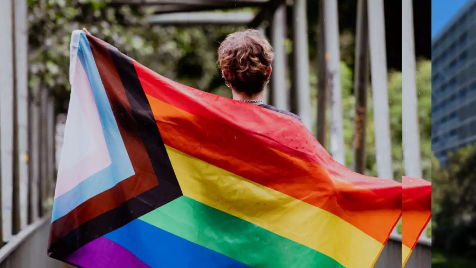 Person holding pride flag