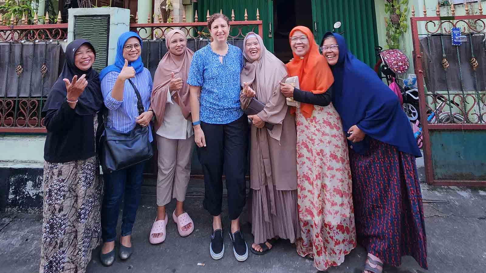 Rachel Rinaldo working alongside women in Indonesia. 