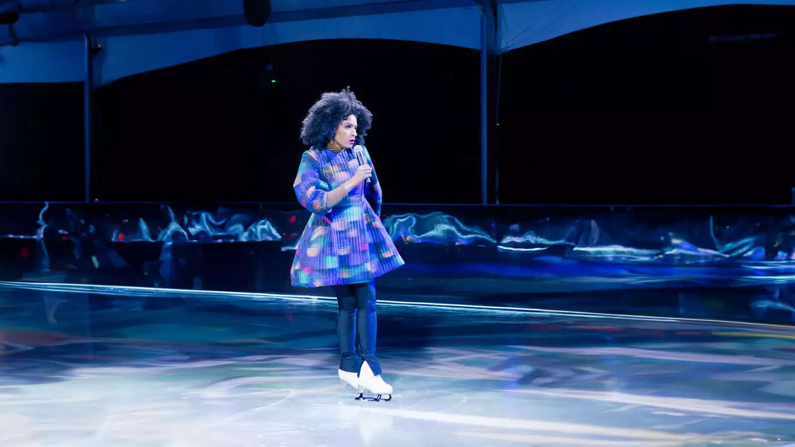 Alicia Hall Moran on the Ice in blue