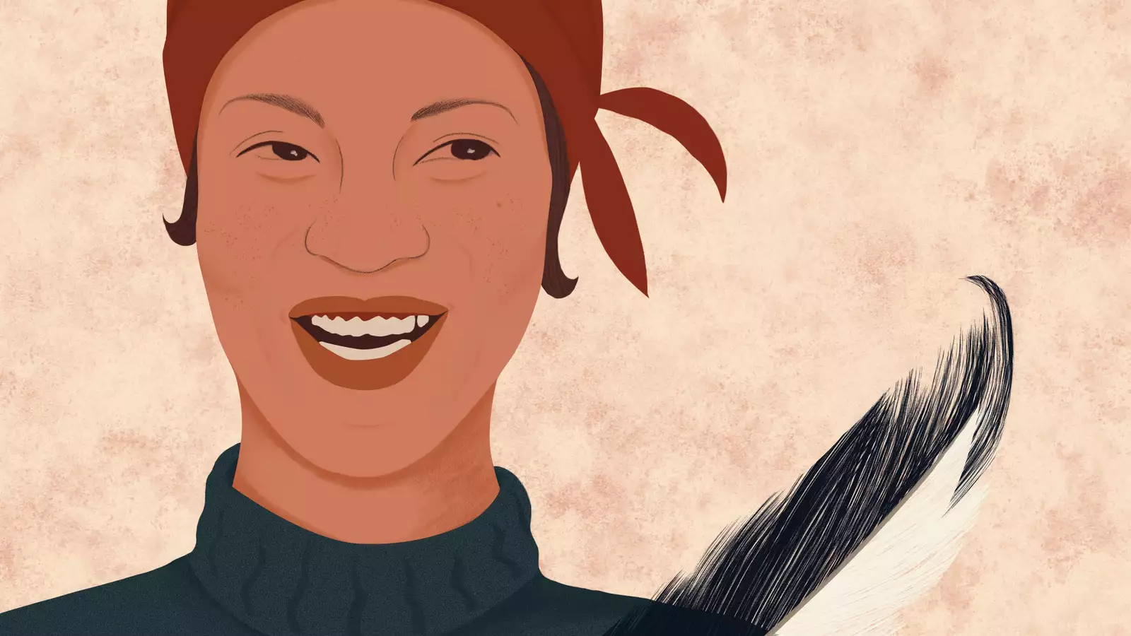 illustration of Zora Neale hurston holding a quill pen 