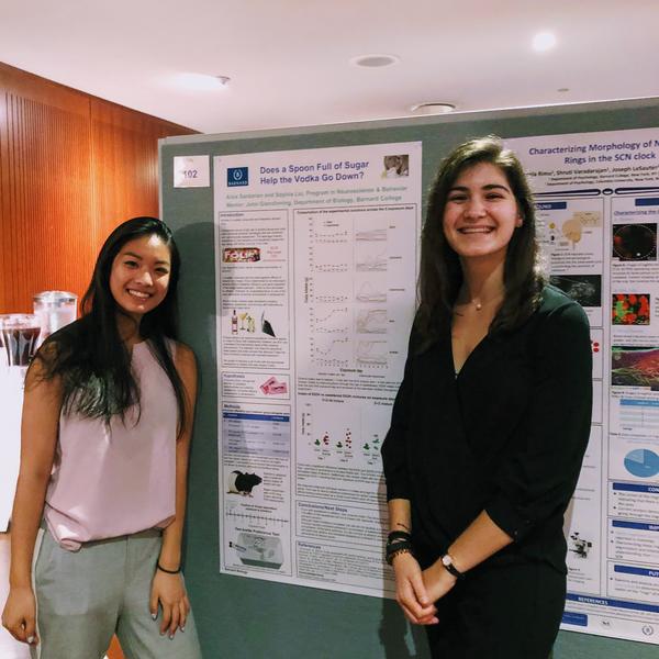 Sophia Liu and Alice Sardarian at a poster session