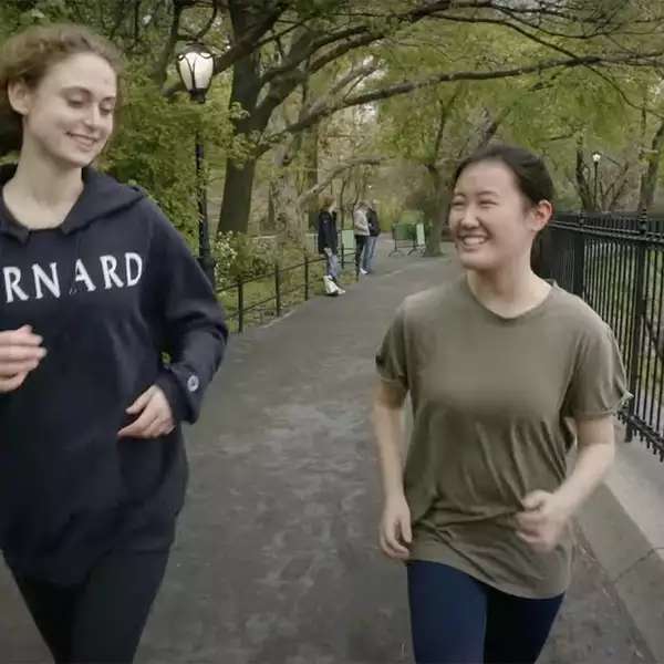 Students running in the park