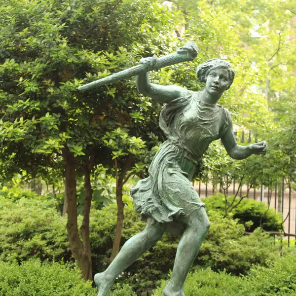 A stature of a runner on Barnard's campus